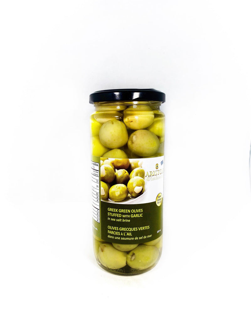 Olives vertes grecques Kalamata Ariston farcies à l'ail 500ml