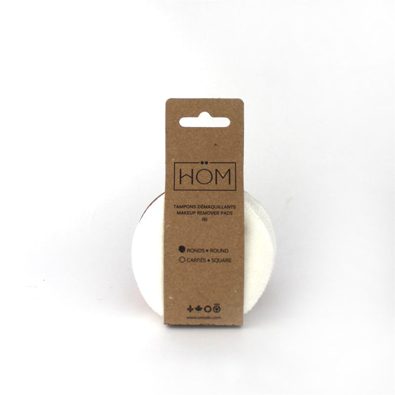 Lot de 6 tampons démaquillants ronds Omaiki (pot en verre)