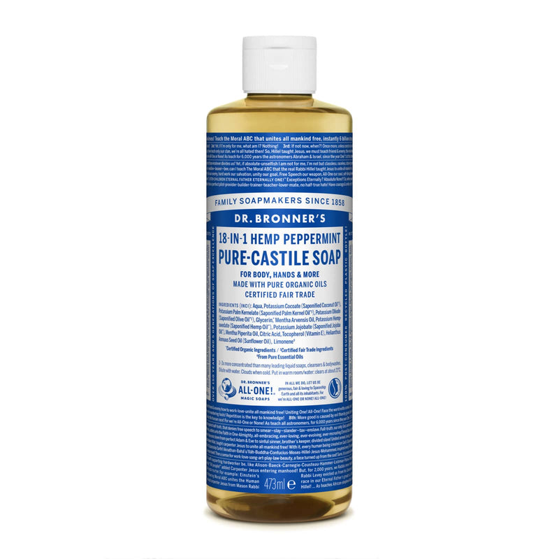 Savon liquide de Castille à la menthe poivrée biologique Dr Bronner's 473 ml
