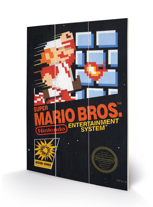 SUPER MARIO BROS - Impression sur bois 20x29,5 - Couverture NES