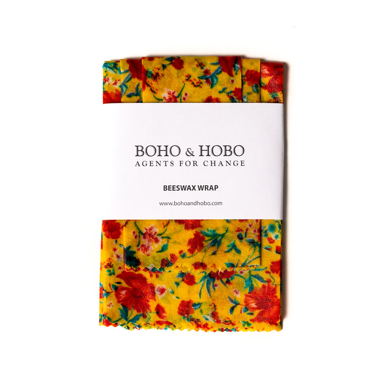 BOHO & HOBO Emballage alimentaire à la cire d'abeille 3 emballages